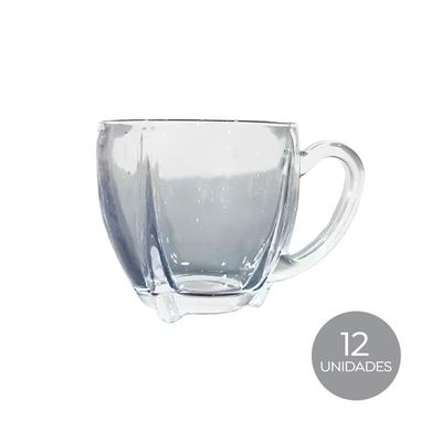 Kit 12 Xícaras De Café Vidro Love Em Casa Tem 195ml