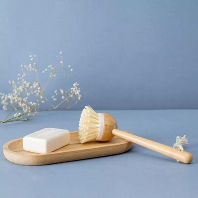 Escova De Limpeza Redonda Com Cabo Longo De Bambu Oikos:off White
