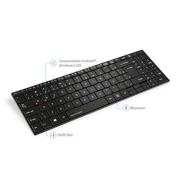 Teclado Multimídia Sem Fio Bluetooth Teclas Scissor Preto - TC220 TC220 Teclado Multimídia Sem Fio Bluetooth Teclas Scissor Preto - TC220 TC220