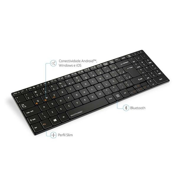 Teclado Multimídia Sem Fio Bluetooth Teclas Scissor Preto - TC220 TC220