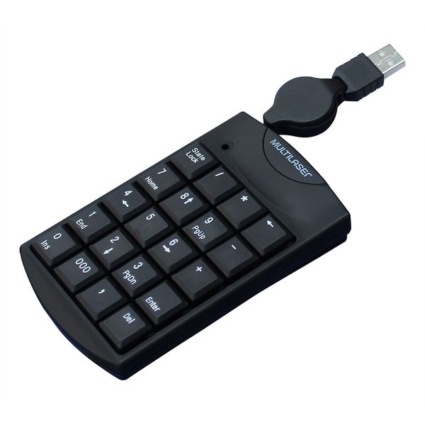 Teclado Númerico Com Fio Retrátil Usb Preto - TC230 TC230