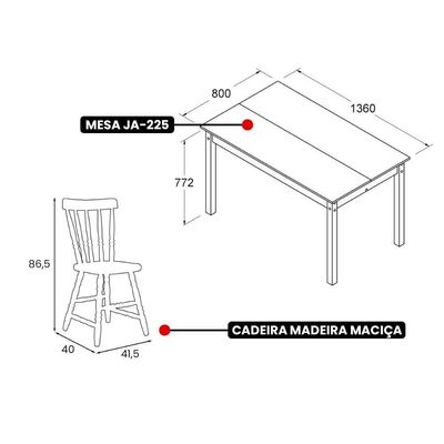 Mesa De Jantar Ditália Com 4 Cadeiras Ja-225 Branco