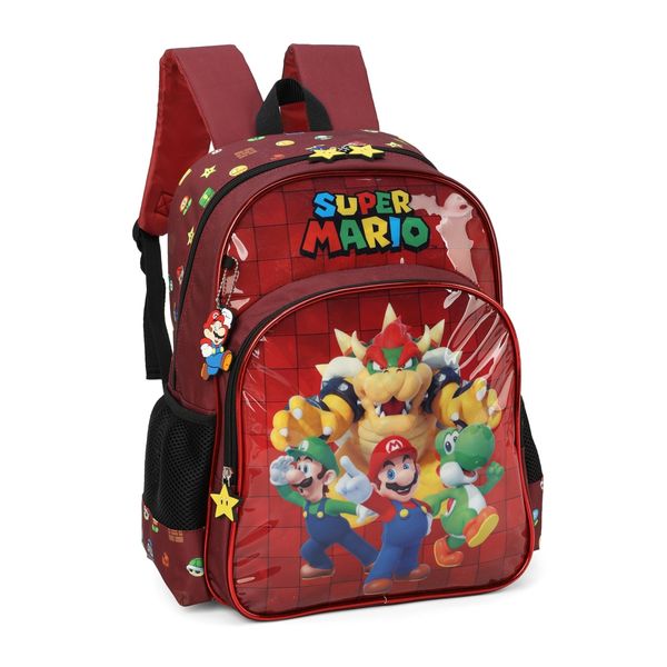 Mochila Costas Infantil Escolar Super Mario Luxcel IS39441MO Vermelho