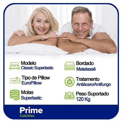 Cama Box Baú Casal + Colchão De Molas Prime Colchões Classic Superlastic 138x188x64 Marrom