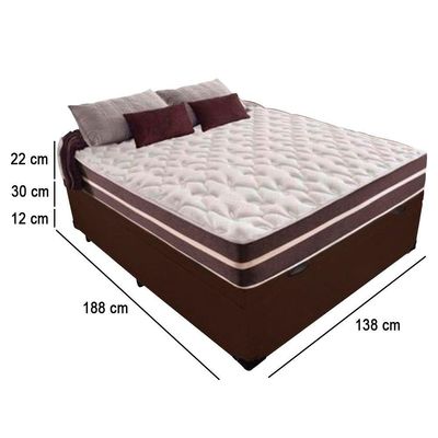 Cama Box Baú Casal + Colchão De Molas Prime Colchões Classic Superlastic 138x188x64 Marrom
