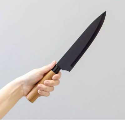 Faca Chefe Inox Cor Grafite Cabo Acácia 32cm