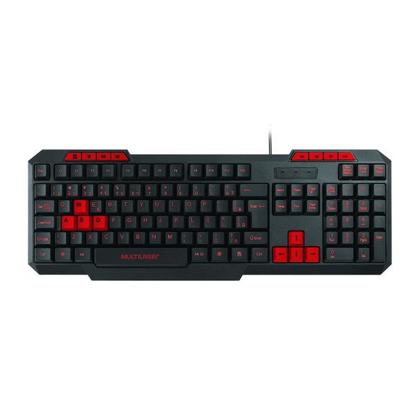 Teclado Gamer Multimídia Slim Vermelho Multilaser - TC242 TC242