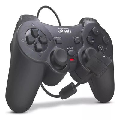 Controle Joystick Manete Ps2 Ps1 Plug And Play Dualshock Preto Com Fio