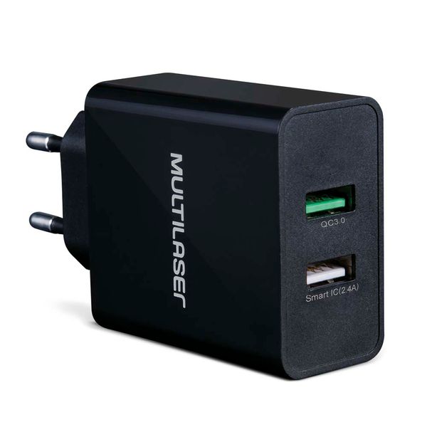 Carregador De Parede Concept 2 Portas Usb Quick Charger Preto Multilaser - CB117 CB117