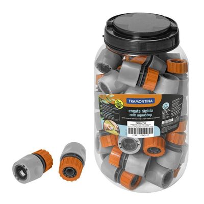 Engate Rápido Com Aquastop Tramontina Em Plástico Para Mangueira 1/2 Polegada - Pote Com 40 Un