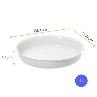 Assadeira Redonda de Vidro Temperado Branco Marinex Opaline 2L - Nadir 685917