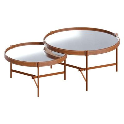 Kit Mesa De Centro Aqua Com Espelho Cobre - Imcal