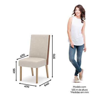 Cadeira Para Mesa De Jantar Anne Kit 2 Peças Nature Courano Linho - Henn