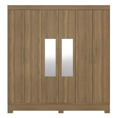 Guarda Roupa Casal Prático Amêndola Touch Com Espelho - Demóbile