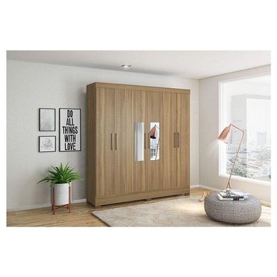 Guarda Roupa Casal Prático Amêndola Touch Com Espelho - Demóbile