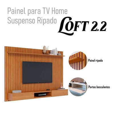Painel Para Tv Home Suspenso Ripado Loft 2.2 Nature - Imcal