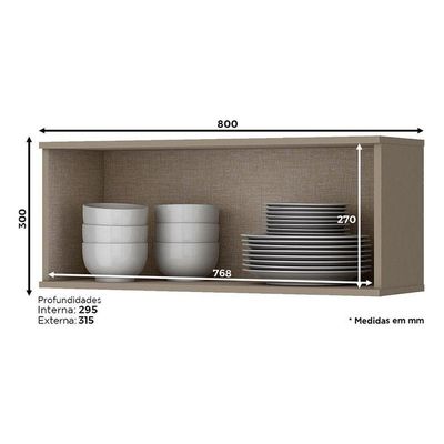 Armário Aéreo Connect 1 Porta Basculante 80 Cm Duna Cristal - Henn