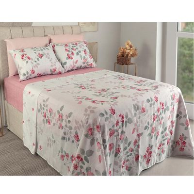 Jogo de Cama Duplo Casal 4 Peças 140 Fios 250x220cm Adele Realce Premium - Sultan