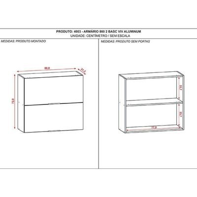 Armário Aéreo Viv Aluminum 2 Portas Basculantes 80 Cm Freijó Vanilla - Kits Paraná