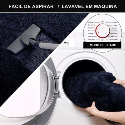 Tapete Sala Felpudo Peludo Preto 200 X 200 Cm