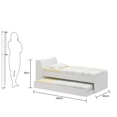 Cama Solteiro Bicama Com 2 Colchões Ditália Bb-28 Branco