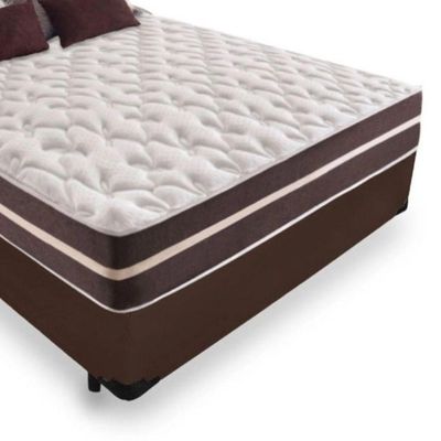 Cama Box Casal + Colchão De Molas Prime Colchões Classic Superlastic 138x188x64 Cor:marrom