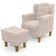 Poltrona Yara P02 Com Puff Paris Luis Xv Suede Bege