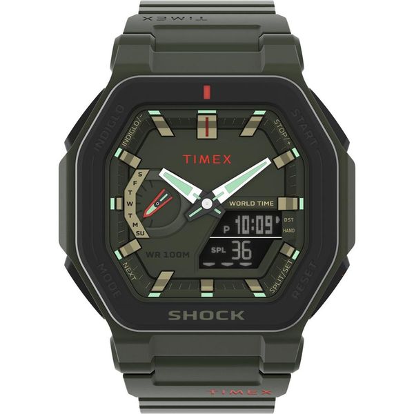 Relógio Timex Masculino Ref:Tw2v35400m Shock Anadigi Green