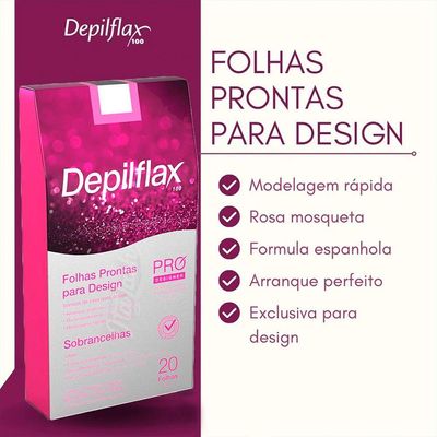Folha De Cera Fria Kit 60un Prontas Depilação Facial Design Sobrancelhas Rosa Modelagem Depilflax