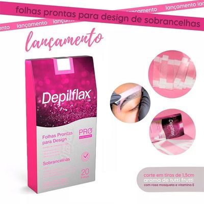 Folha De Cera Fria Kit 60un Prontas Depilação Facial Design Sobrancelhas Rosa Modelagem Depilflax