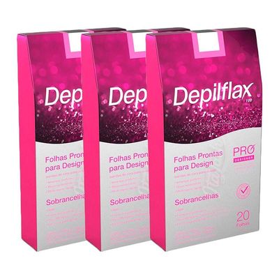 Folha De Cera Fria Kit 60un Prontas Depilação Facial Design Sobrancelhas Rosa Modelagem Depilflax