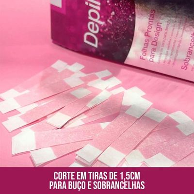 Folha De Cera Fria 20un Prontas Depilação Facial Design Sobrancelhas Rosa Modelagem Depilflax
