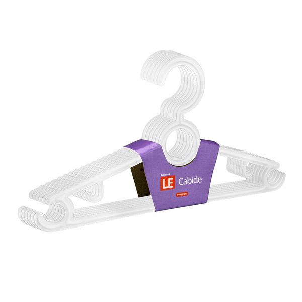Cabide Le Plástico Mix com 6 Unidades Branco