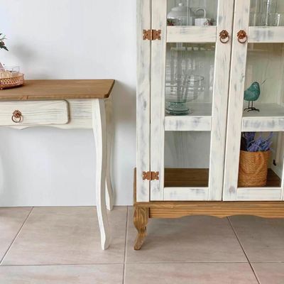 Conjunto Aparador Rústico Com Cristaleira Madeira Maciça Branco Garapa D230 D113 Shop Jm