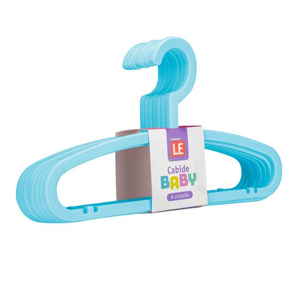 Cabide Le Plástico Kids com 8 Unidades Azul bebê