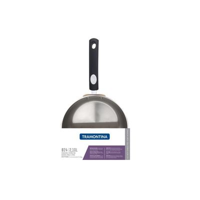 Frigideira Tramontina Solar Silicone Rasa Em Aço Inox Fundo Triplo Com Cabo De Silicone 24 Cm 2,1 L