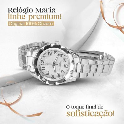 Relogio Feminino Prova Dagua Prata Aço + Caixa + Pulseira Casual Resistente Social Presente Original