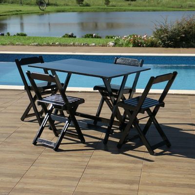 Kit 4 Conjuntos Dobráveis 120 X 70 Com 4 Cadeiras Preto - M.b Móveis