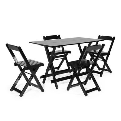 Kit 4 Conjuntos Dobráveis 120 X 70 Com 4 Cadeiras Preto - M.b Móveis