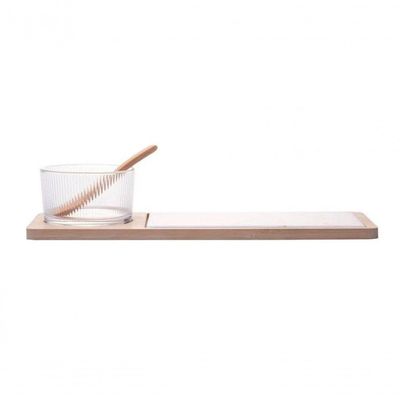 Conjunto Petisqueira Terrazo Vidro Com Colher E Bandeja Lyor