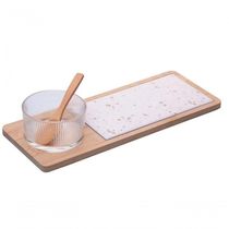 Conjunto Petisqueira Terrazo Vidro Com Colher E Bandeja Lyor