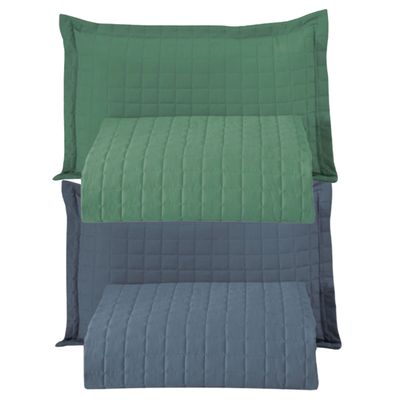 Combo 2 Kit Cobre Leito Colcha Monaco Solteiro Dupla Face  - Verde - Azul