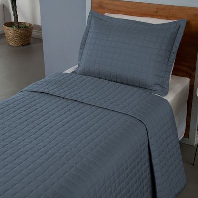 Combo 2 Kit Cobre Leito Colcha Monaco Solteiro Dupla Face  - Verde - Azul