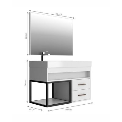Gabinete Banheiro Cuba E Espelheira 80Cm MultimóveisVcr10071