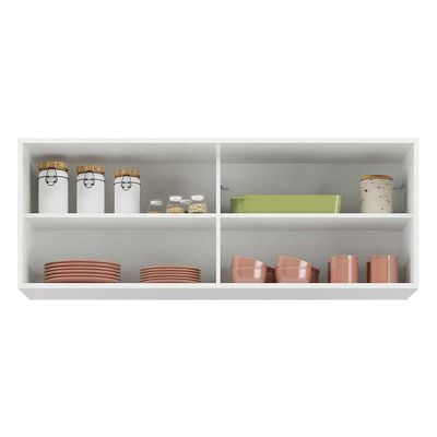 Armário De Cozinha Aéreo 120cm 2 Portas Vidro Veneza Multimóveis V3683 Branco/dourado Branco/dourado
