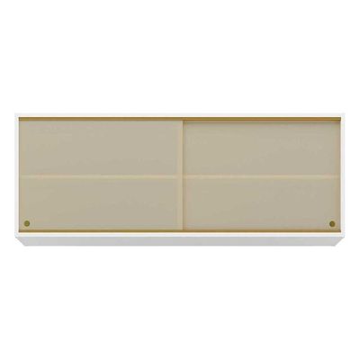 Armário De Cozinha Aéreo 120cm 2 Portas Vidro Veneza Multimóveis V3683 Branco/dourado Branco/dourado