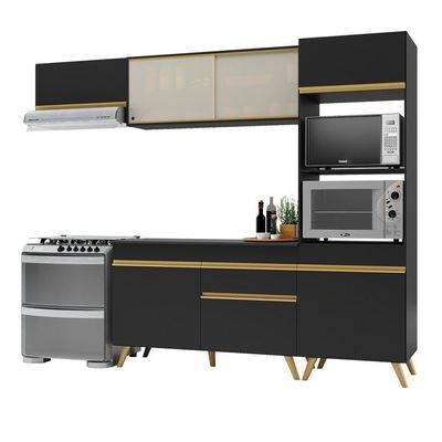 Cozinha Compacta 4 peças Armário e Balcão Veneza Gb Preta