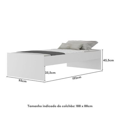 Cama De Solteiro Para Colchão 88x188cm Maçã Do Amor Multimóveis Bb4022 Branco Branco