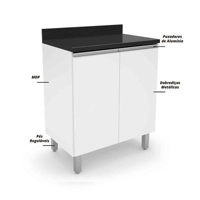 Balcão De Cozinha E Lavanderia Com 2 Portas 0,70m Top Class Branco