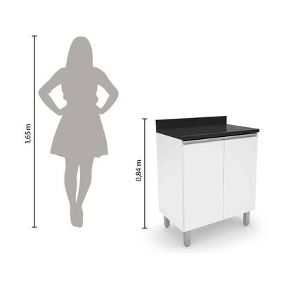 Balcão De Cozinha E Lavanderia Com 2 Portas 0,70m Top Class Branco